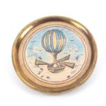 Button - an 18th Century ballooning button, simple painted image within circle borders, under