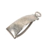A silvered metal skirt lifter, impressed 'The Eureka' with registration kite mark for May 1878