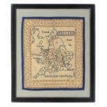 A map sampler 'Clapham British School', the map of England, Wales and part of Scotland, counties