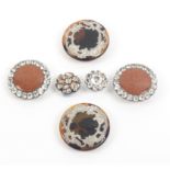 Buttons - two pairs of 19th Century buttons and two others, comprising a tortoiseshell pair with