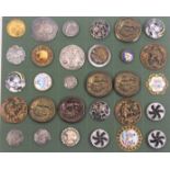 Buttons - a good card display of thirty, mostly 19th Century including four enamels, one 18th