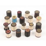 A collection of 19th Century labelled wooden reels, comprising nine for ' I and W Taylor six cord'