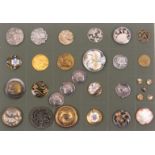 Buttons - a good card display of thirty, mostly Art Nouveau period, including silver and white metal