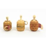 Three vegetable ivory tape measures, all of barrel form and with Stanhopes (Verdun - six views/