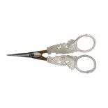 A pair of Palais Royal scissors, oval section tapering blades to gilt mounts, the mother of pearl