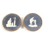 Buttons - a pair of 18th Century buttons, each painted in black on white with a classical style