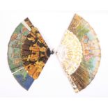 Two 19th Century fans, comprising an example with painted and pierced mother of pearl guards and