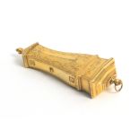 An unusual 18th Century engraved and gilded double hinge etui, of rectangular section and inward