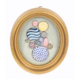 Buttons - a framed display of late 18th/early 19th Century enamel buttons, in a variety of shapes