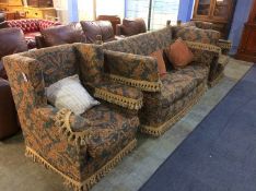 A Knoll three seater settee and pair of armchairs