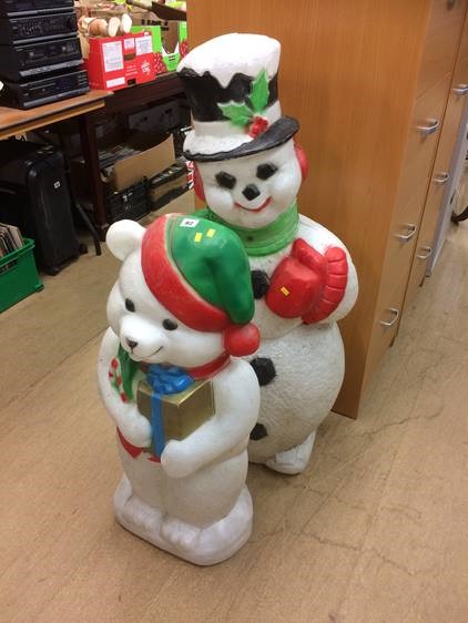 Snowman and a Bear garden ornaments