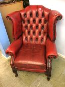 A Chesterfield Oxblood wing armchair