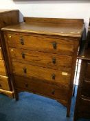 Oak chest of drawers and a dressing chest