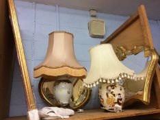 Masons table lamp and one other and various mirrors