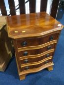 Small yew wood chest of drawers