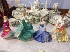 Four various figures, Royal Doulton, Royal Worcester etc.