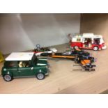 Four Lego models including a Mini Cooper etc.