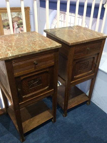 Pair of marble top bedside cabinets - Image 2 of 2