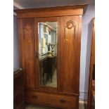 Oak mirror door wardrobe