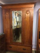 Oak mirror door wardrobe