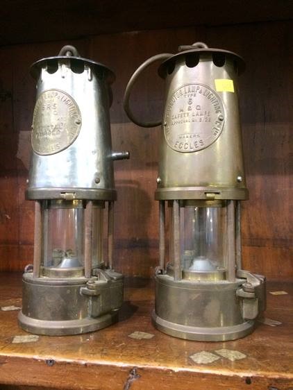 Two Eccles miners lamps