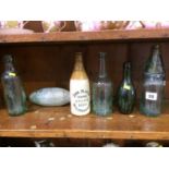 Five glass bottles including; Palatine Bottling Co, Read and Sons, W Mitchell, R Ellis and Sons,