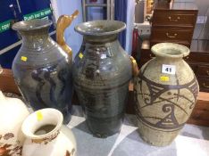 Three Studio pottery vases