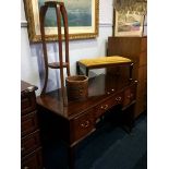 Mahogany side table, stool and plant stand