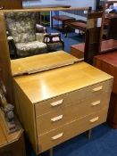 Oak chest of drawers and matching dressing chest