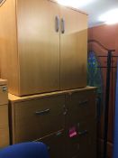 Three filing cabinets and a coat stand