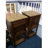 Pair of marble top bedside cabinets