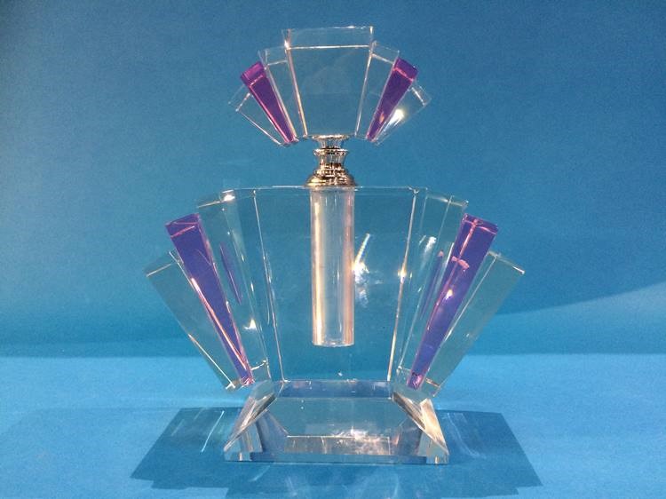 A large Art Deco style glass scent bottle - Image 2 of 2