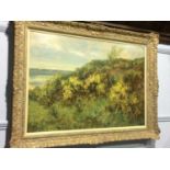 John Falconar Slater (1857 -1937), oil on board, signed, 'Gorse at Whitley Bay', 55 x 79cm