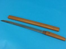 A Japanese wood mounted Wakizashi, length of blade 40.5cm