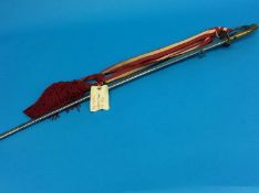 A Japanese 20th century ceremonial sword with mon and sash (French Influence), length of blade 78cm