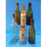 Four glass bottles; Jessop and Forster Durham, Cameron West Hartlepool, Nimmo and Son Castle Eden,