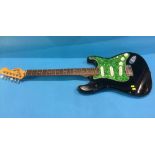 A Fender Stratocaster guitar, made in USA, serial number N2 65378