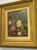 Victorian, oil on canvas, 'Still life of roses', 34 x 29cm