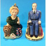 Two Lady Grace china figure groups, 'William and Catherine' and 'Britannia Thatcher'