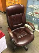 A leather revolving office chair