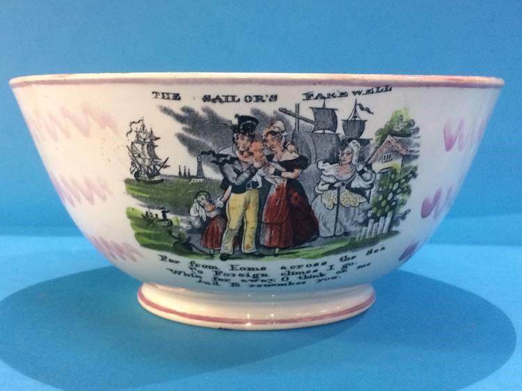 A Sunderland lustre bowl by Scotts of Southwick, with panels and verse 'The Sailors Return' - Image 5 of 15