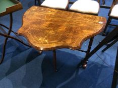 A Victorian walnut and marquetry inlaid Sutherland table, 88cm length