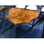 A Victorian walnut and marquetry inlaid Sutherland table, 88cm length