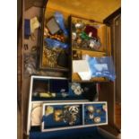 Two jewellery boxes and contents