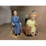 Two Lady Grace figures 'William and Catherine' and 'Britannia Thatcher'