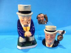 Royal Doulton Toby jugs and a Copeland Spode 'Winston Churchill' Toby jug