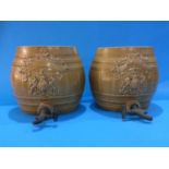 Pair of Stoneware decanters, in the form of barrels by Murray and Co. Glasgow