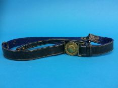 A Japanese army second world war leather belt, with single leather hanger