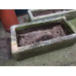 A rectangular limestone garden trough, 96 x 48cm