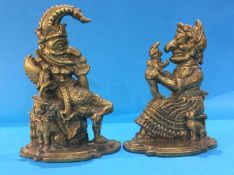 Pair of brass Punch and Judy door stops